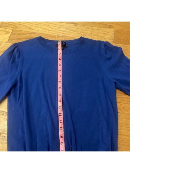 Halogen women's 3/4 puff sleeve crew neck knit sweater Blue Size S - Picture 8 of 8